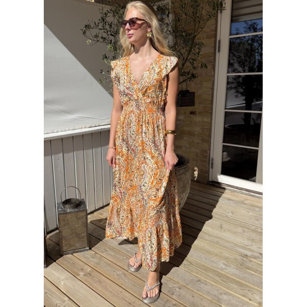Lorie Printed Dress- Orange