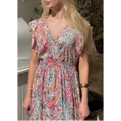 Lorie Printed Dress- Pink