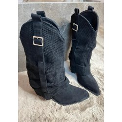 Marquiiz Heel Cowboy Boots- Black