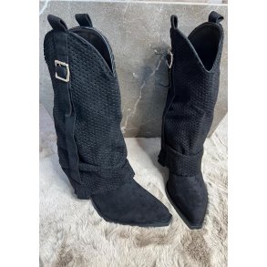 Marquiiz Heel Cowboy Boots- Black