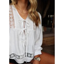 Merle Ls Tie Blouse- White