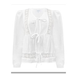 Merle Ls Tie Blouse- White