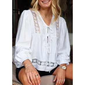 Merle Ls Tie Blouse- White
