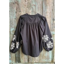 Merle Hope L/S V-neck Top- Black white