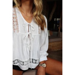 Merle Ls Tie Blouse- White