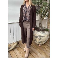 Milu ls Long Knit Cardigan- Seal Br