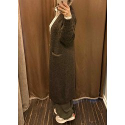 Milu ls Long Knit Cardigan- Seal Br