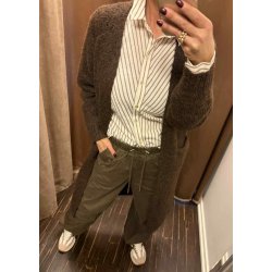 Milu ls Long Knit Cardigan- Seal Br