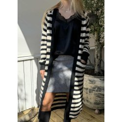 Milu ls Long Knit Cardigan- Black Sandshell