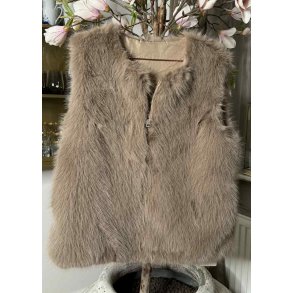 Missy Fake Fur Waistcoat- Taupe