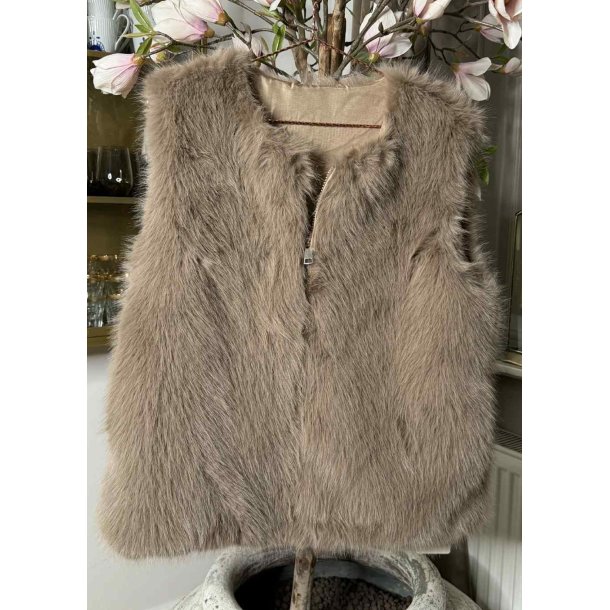 Missy Fake Fur Waistcoat- Taupe