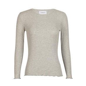 Natalia Ls Round Neck Blouse- Grey