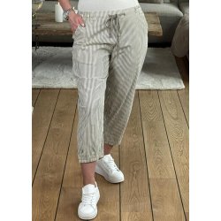 Naya Striped Capri Pants- Brindle/ turtledove stri