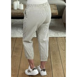Naya Striped Capri Pants- Brindle/ turtledove stri