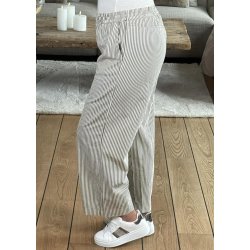 Naya Striped Culotte Pants- Brindle turtledove