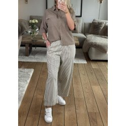 Naya Striped Culotte Pants- Brindle turtledove