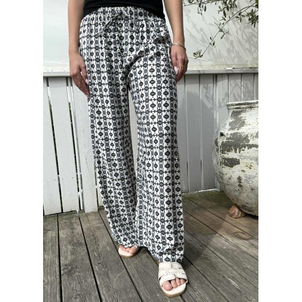 New Printed Loose Pants- Black/Blue