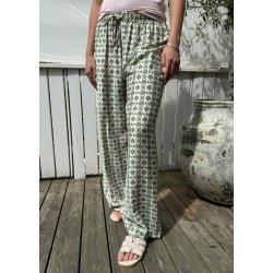 New Printed Loose Pants- Green/rose