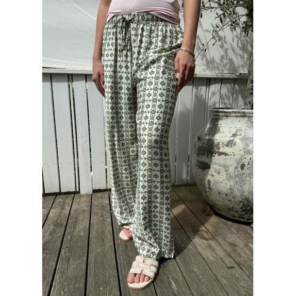 New Printed Loose Pants- Green/rose