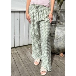 New Printed Loose Pants- Green/rose