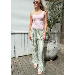 New Printed Loose Pants- Green/rose