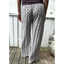 New Printed Loose Pants- Marine/rose