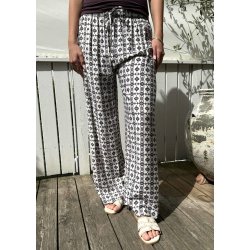 New Printed Loose Pants- Marine/rose