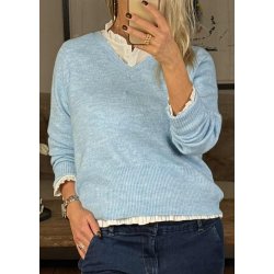 Niel V-neck Pullover- Power blue Me