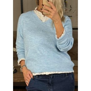 Niel V-neck Pullover- Power blue Me