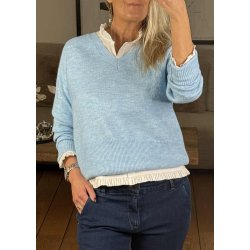 Niel V-neck Pullover- Power blue Me