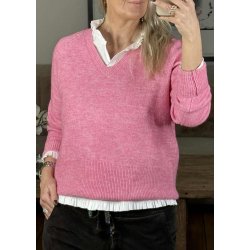 Niel V-neck Pullover-Pink Power Mel