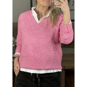 Niel V-neck Pullover-Pink Power Mel