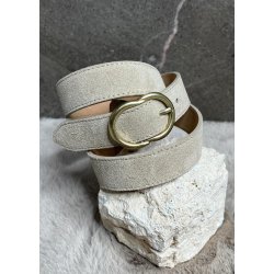 Nubuck Leather Belt- Beige