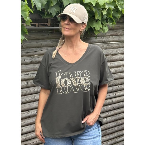Oversize Love T-shirt- Army Green