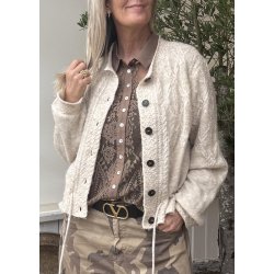 Gunvi L/S Knit Cardigan- Macadamia Melange