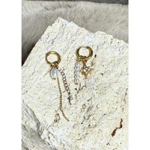 Pearls & Sparkling Star Earrings- G