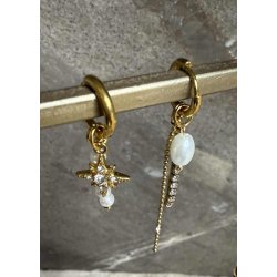 Pearls &amp; Sparkling Star Earrings- G