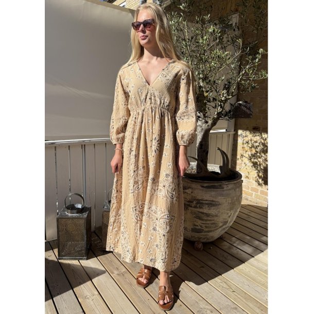 Pinka Cotton Dress- Beige