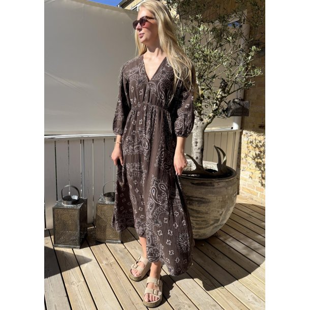 Pinka Cotton Dress- Brown