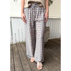 Printed Loose Pants- Blue 