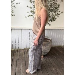 Printed Loose Pants- Blue 