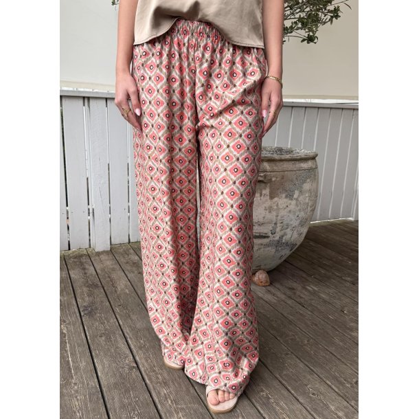 Printed Loose Pants- Peach 