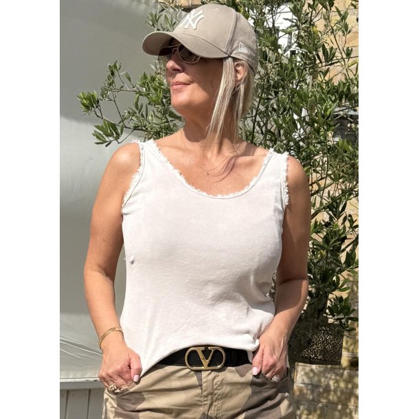 Raw Effekt Cotton Tank Top-Beige 
