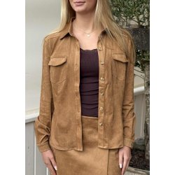 Ronja Suede Shirt-Cognac