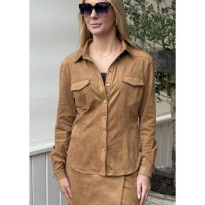 Ronja Suede Shirt-Cognac