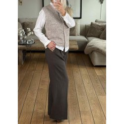 Saggia Re Knit Vest Cardigan- Humus melange