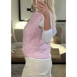 Saggia Re Knit Vest Cardigan- Pink/