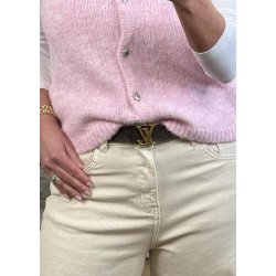 Saggia Re Knit Vest Cardigan- Pink/