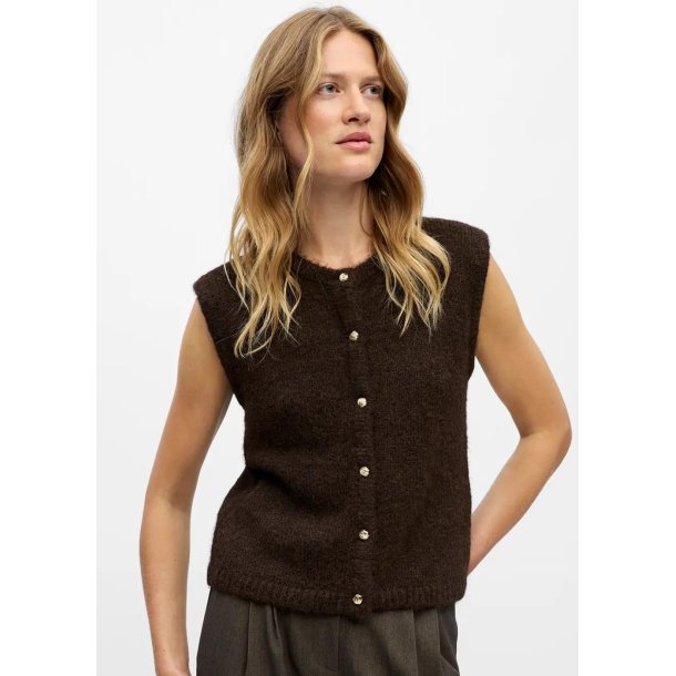 Saggia Knit Vest- Seal brown