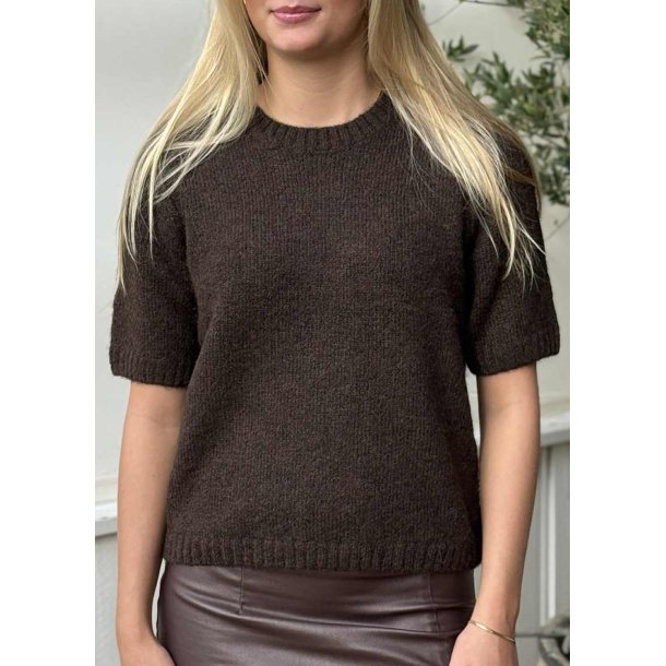 Saggia Lo s/s Knit Pullover- Seal brown